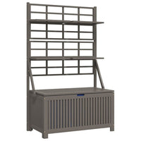 Garden Storage Box with Trellis, Shelves, Gray Acacia Wood, 63 Inch