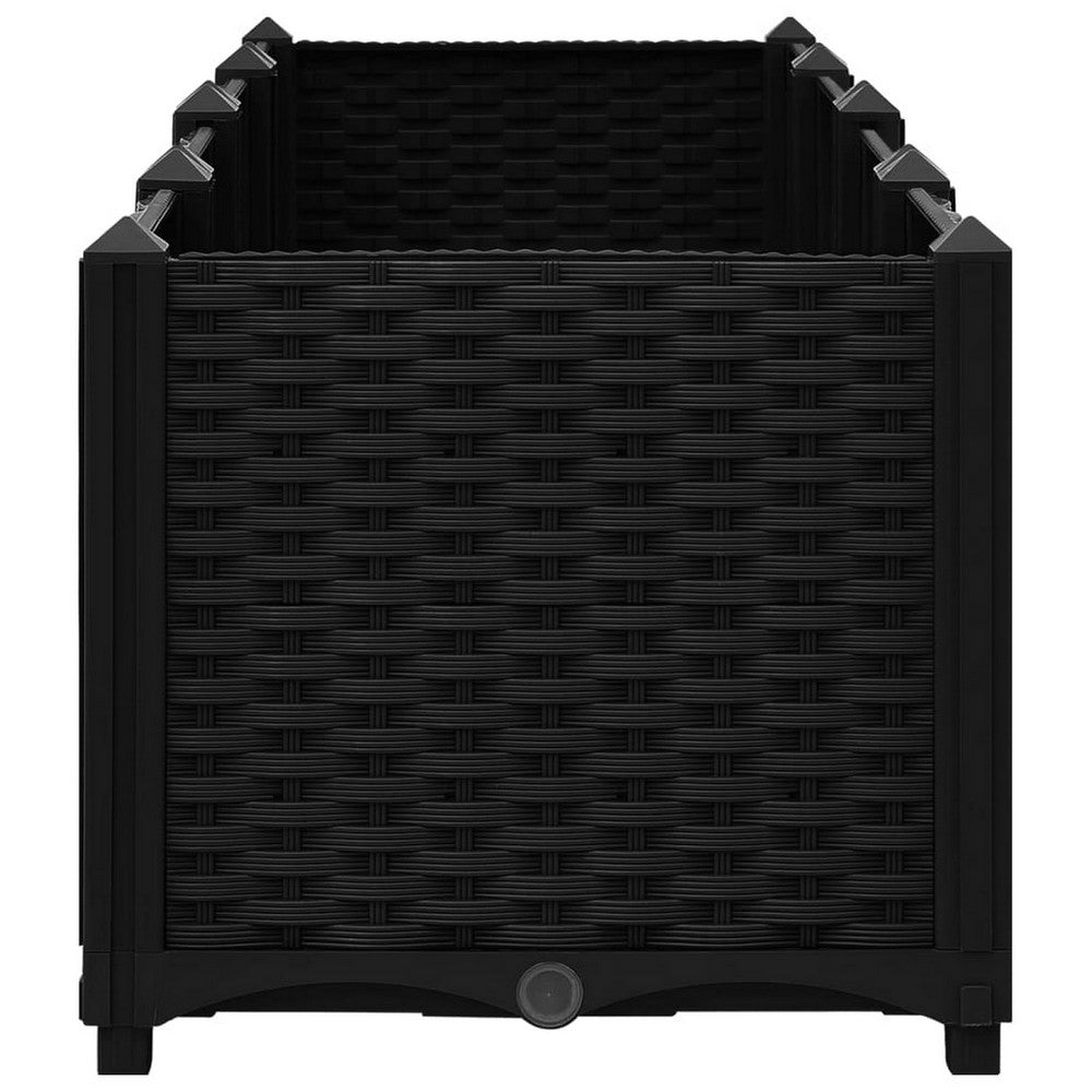 Outdoor Garden Raised Flower Bed, 63 x 16 Black Polypropylene Frame -BM326448