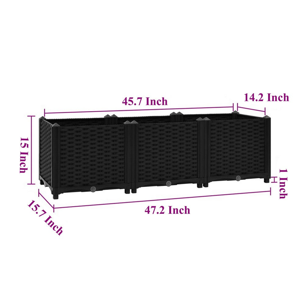 Outdoor Garden Raised Flower Bed, 63 x 16 Black Polypropylene Frame -BM326448