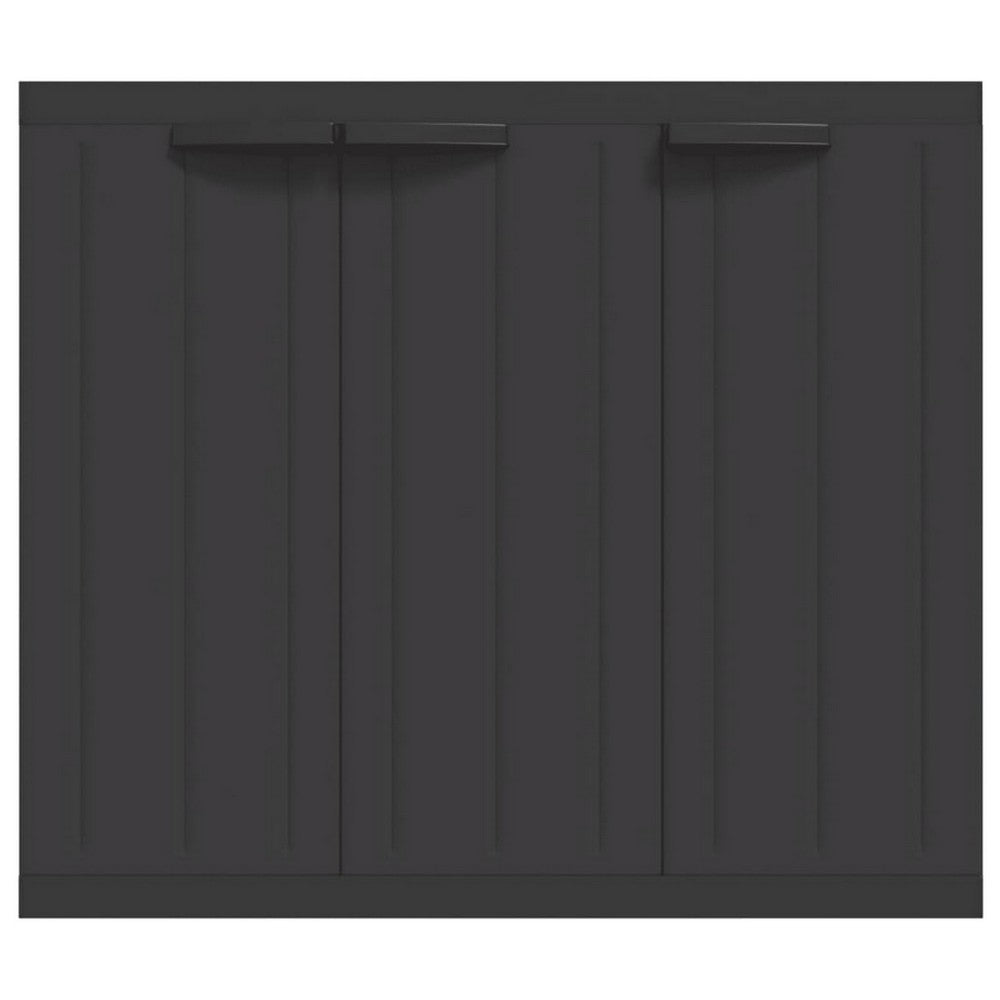Reina Outdoor Storage Cabinet with Shelf, Black Polypropylene, 38 Inch -BM326454