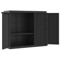 Reina Outdoor Storage Cabinet with Shelf, Black Polypropylene, 38 Inch -BM326454