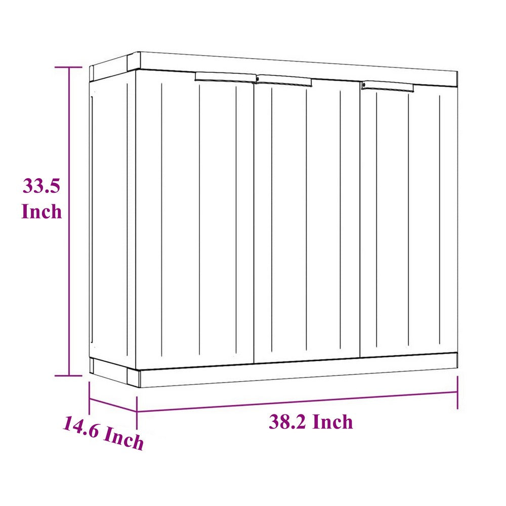 Reina Outdoor Storage Cabinet with Shelf, Black Polypropylene, 38 Inch -BM326454