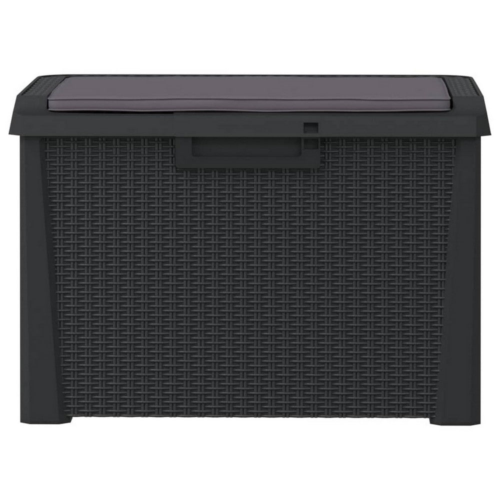 Reina Outdoor Storage Box, Cushion Seat, Dark Gray Polypropylene -BM326455