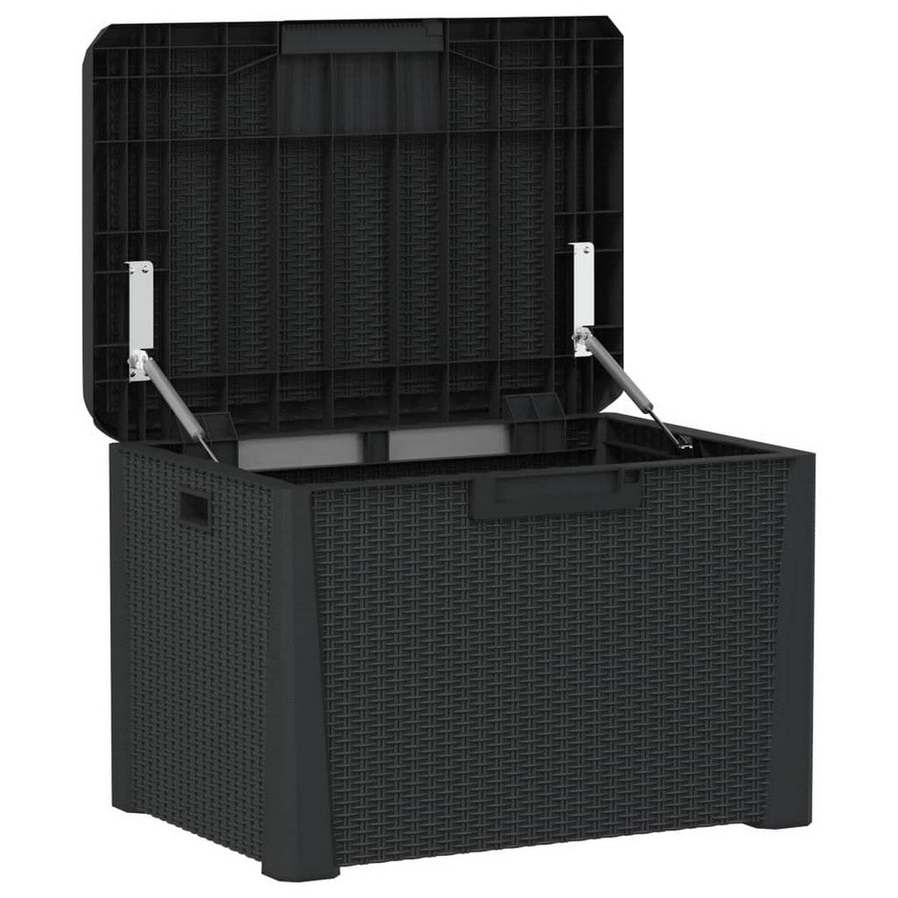 Reina Outdoor Storage Box, Cushion Seat, Dark Gray Polypropylene -BM326455