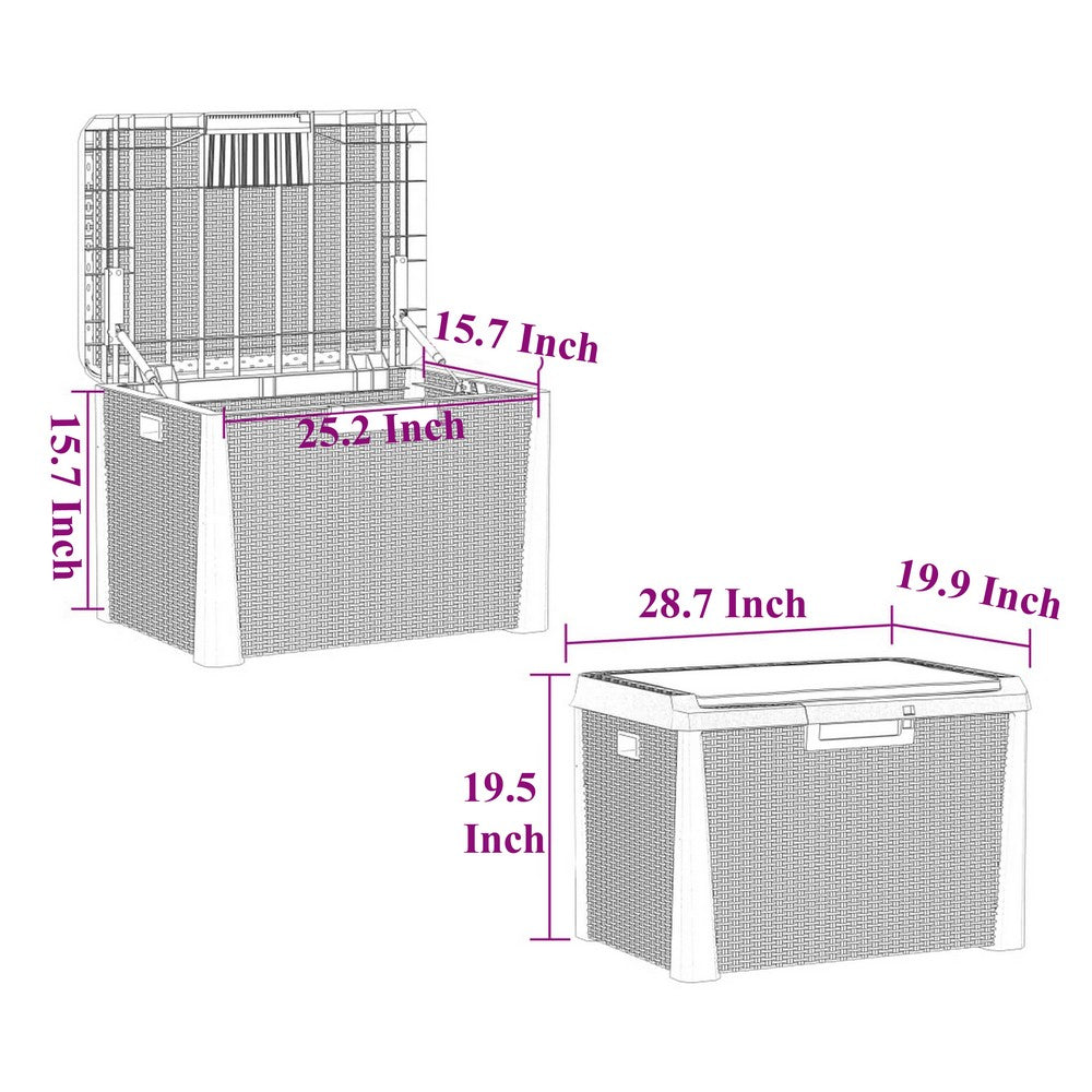 Reina Outdoor Storage Box, Cushion Seat, Dark Gray Polypropylene -BM326455