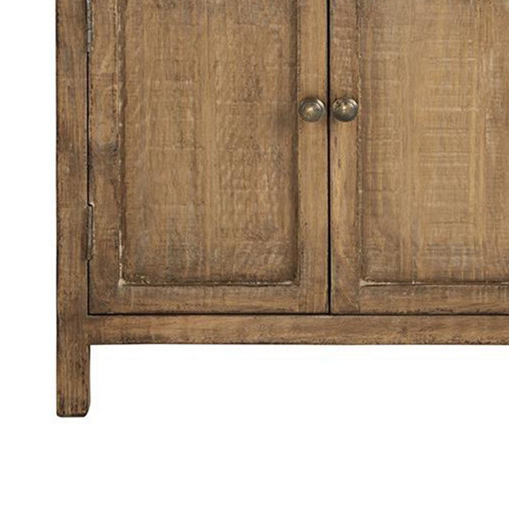 Lia Small Accent Cabinet, 2 Door, Drawer, Antique Style Natural Wood -BM326522