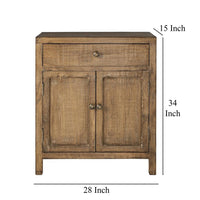 Lia Small Accent Cabinet, 2 Door, Drawer, Antique Style Natural Wood -BM326522