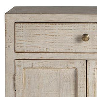 Lia Small Accent Cabinet, 2 Door, Drawer, Antique Style Whitewash Wood -BM326523