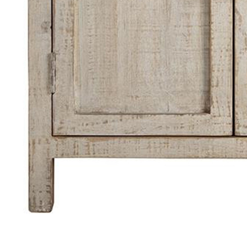 Lia Small Accent Cabinet, 2 Door, Drawer, Antique Style Whitewash Wood -BM326523