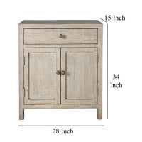 Lia Small Accent Cabinet, 2 Door, Drawer, Antique Style Whitewash Wood -BM326523
