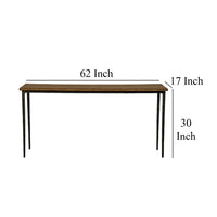 Lemy Sofa Console Table, 62 Inch Rectangular Brown Top, Black Frame -BM326526