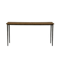 Lemy Sofa Console Table, 62 Inch Rectangular Brown Top, Black Frame -BM326526
