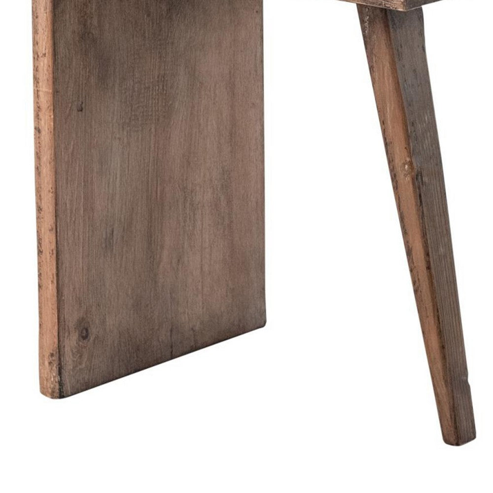 Leno End Table, 21 Inch Rectangular Rustic Natural Brown Pine Wood -BM326538