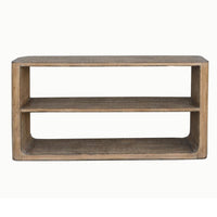 Roki Sofa Console Table w 2 Shelf, 60 Inch Natural Brown Pine Wood Top -BM326589