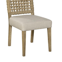 Trya Dining Side Chair Set of 2, Woven Backrest, White, Pine Wood -BM326610