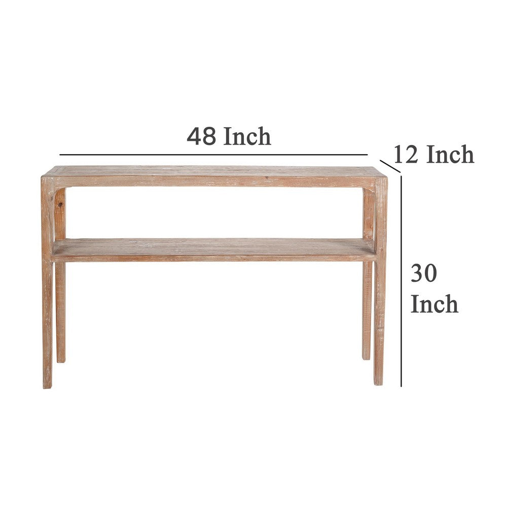 Tuley Sofa Console Table, Storage Shelf, Pine Wood, Gray, 48 Inch -BM326639