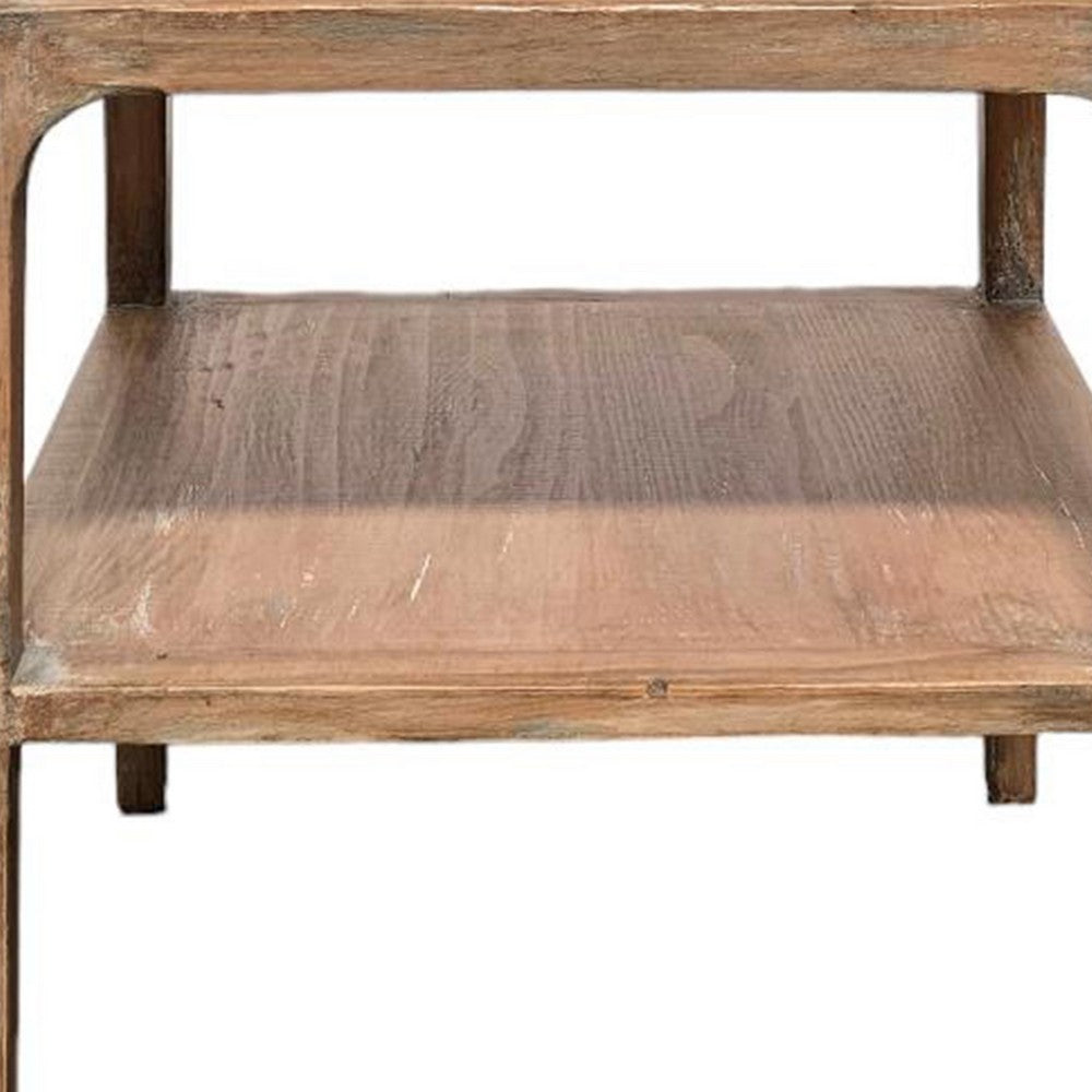 Tuley Corner End Table, Storage Shelf, Gray Pine Wood, 22in Square -BM326640