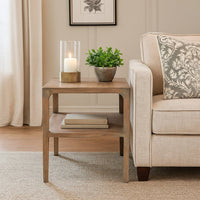 Tuley Corner End Table, Storage Shelf, Gray Pine Wood, 22in Square -BM326640