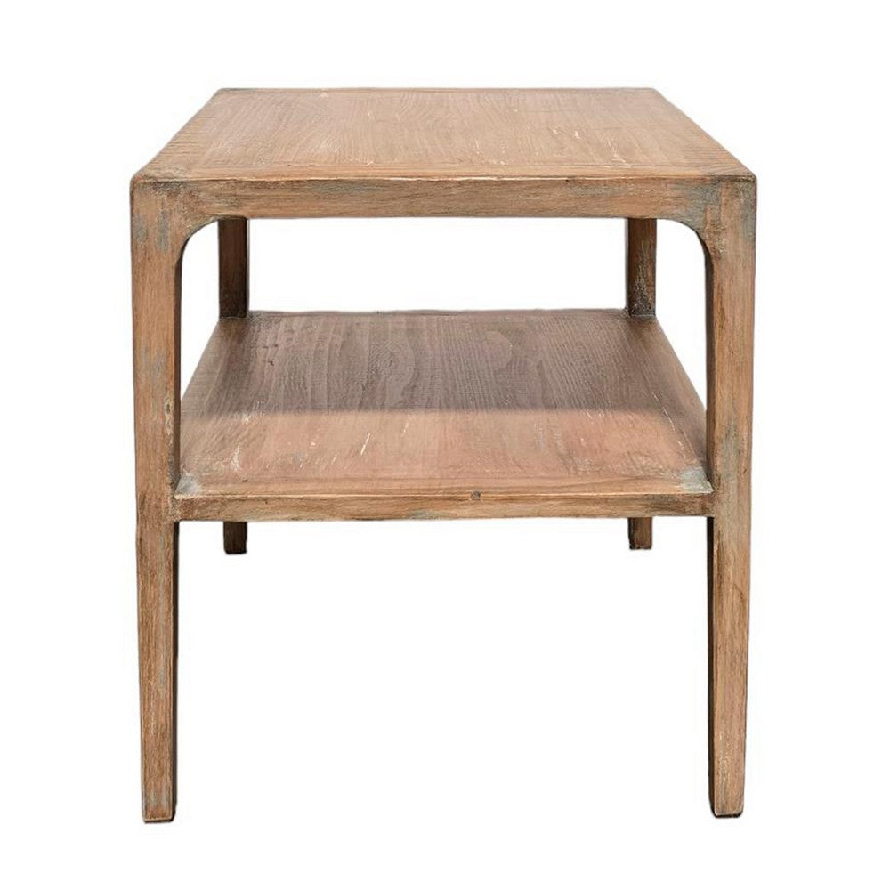 Tuley Corner End Table, Storage Shelf, Gray Pine Wood, 22in Square -BM326640
