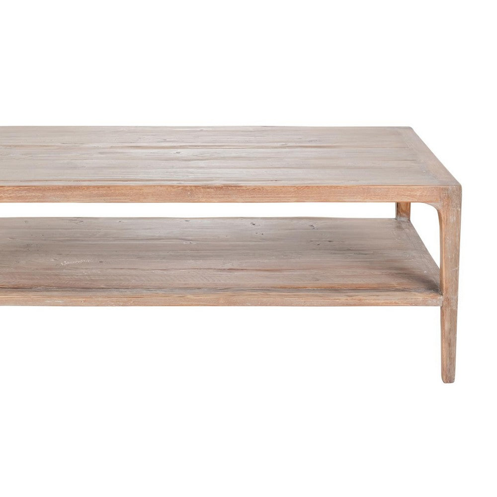 Tuley Coffee Table, Storage Shelf, Reclaimed Pine Wood, Gray, 48 Inch -BM326642