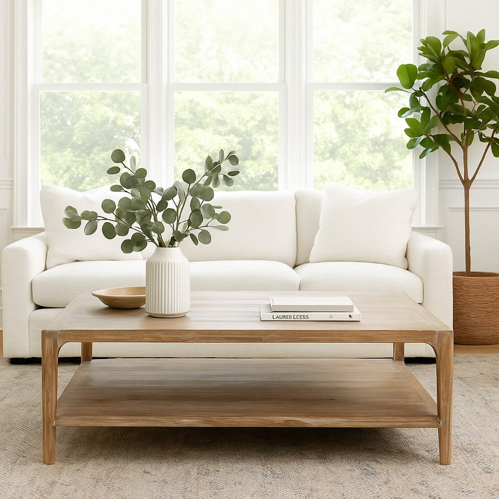 Tuley Coffee Table, Storage Shelf, Reclaimed Pine Wood, Gray, 48 Inch -BM326642