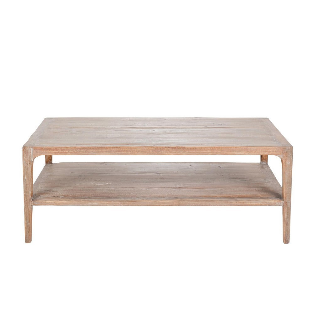 Tuley Coffee Table, Storage Shelf, Reclaimed Pine Wood, Gray, 48 Inch -BM326642