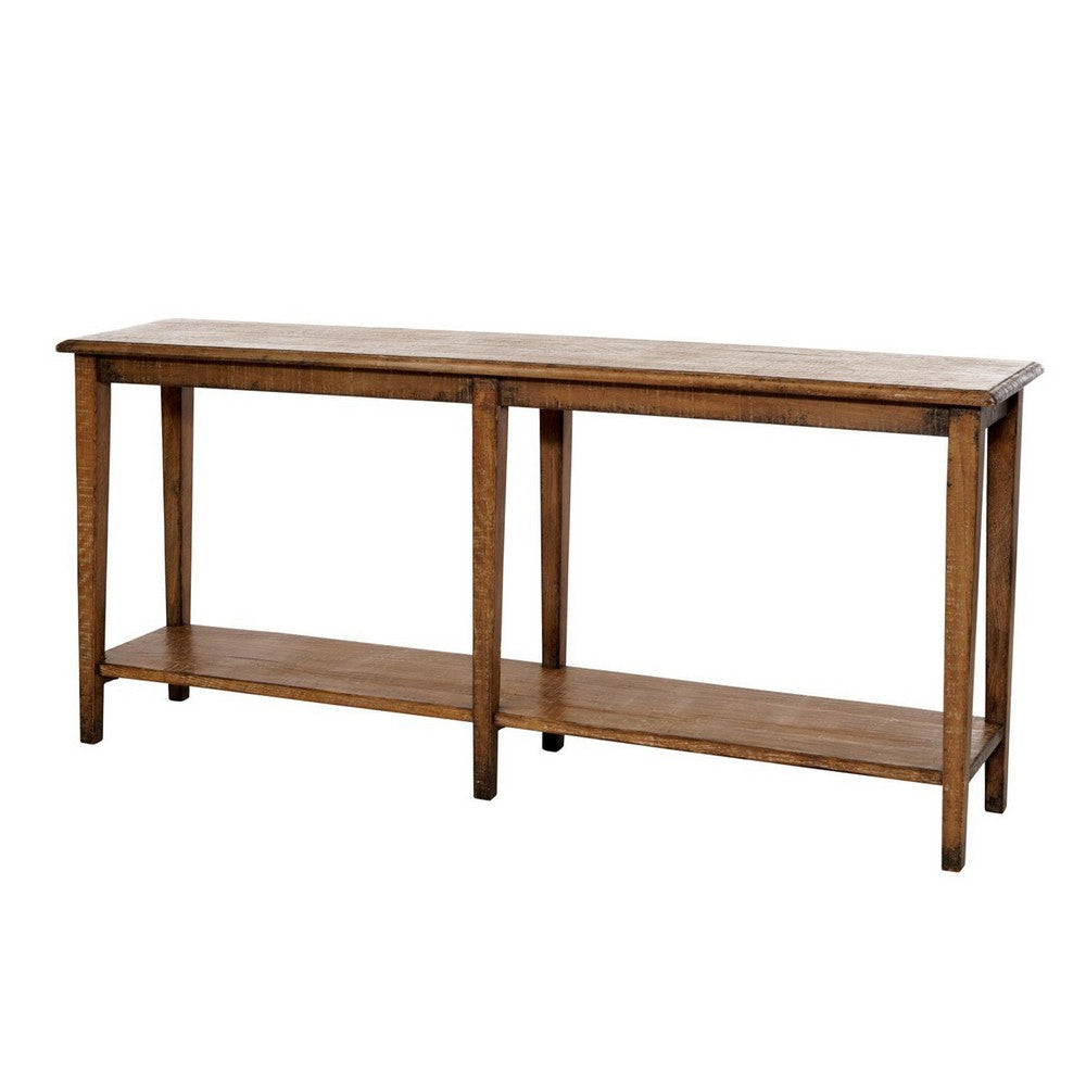 Dox Sofa Console Table, Shelf, Reclaimed Pine, Antique Brown, 71 Inch -BM326651