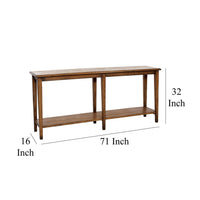 Dox Sofa Console Table, Shelf, Reclaimed Pine, Antique Brown, 71 Inch -BM326651