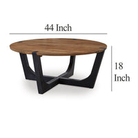 Leyi Round Coffee Table, Angled Legs, 44 Inch Brown Mango Wood -BM327354