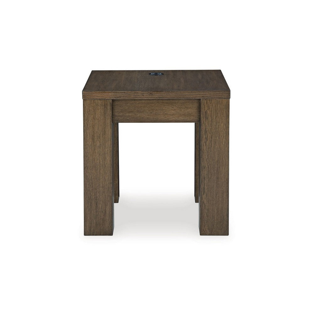 Wain Side End Table, Wireless Charging, Rectangular 24 Inch Brown Wood -BM327373