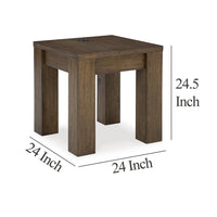 Wain Side End Table, Wireless Charging, Rectangular 24 Inch Brown Wood -BM327373