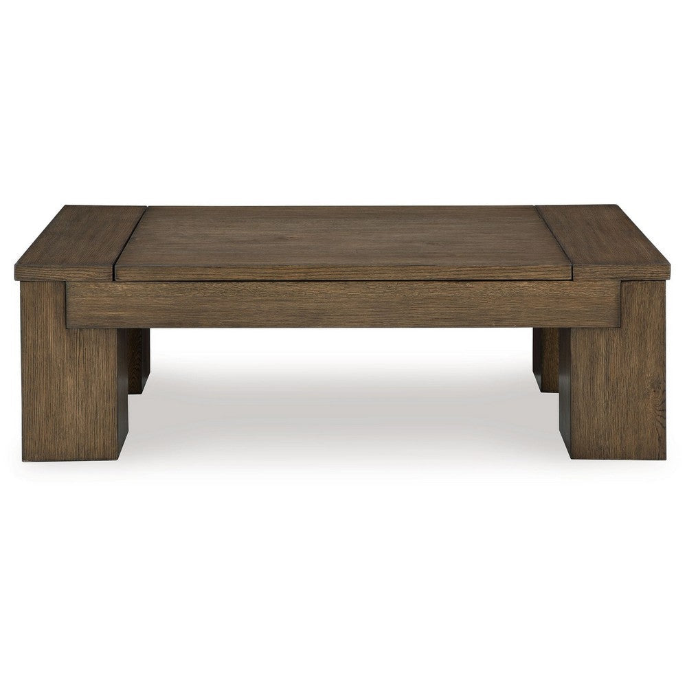 Wain Lift Top Cocktail Coffee Table, 54 Inch Rustic Brown Solid Wood -BM327374