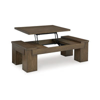 Wain Lift Top Cocktail Coffee Table, 54 Inch Rustic Brown Solid Wood -BM327374