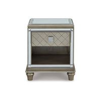 Vanna Side End Table, 1 Drawer, 1 Open Shelf, Platinum Wood, 24 Inch -BM327392