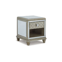 Vanna Side End Table, 1 Drawer, 1 Open Shelf, Platinum Wood, 24 Inch