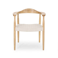 Accent Armchair, White Rope Woven Style Seat, Natural Brown Ash Wood -BM327709