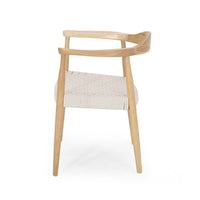 Accent Armchair, White Rope Woven Style Seat, Natural Brown Ash Wood -BM327709