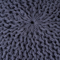 Trail Pouf Ottoman, 20 Inch, Round, Knitted Design, Navy Blue Wool -BM327715