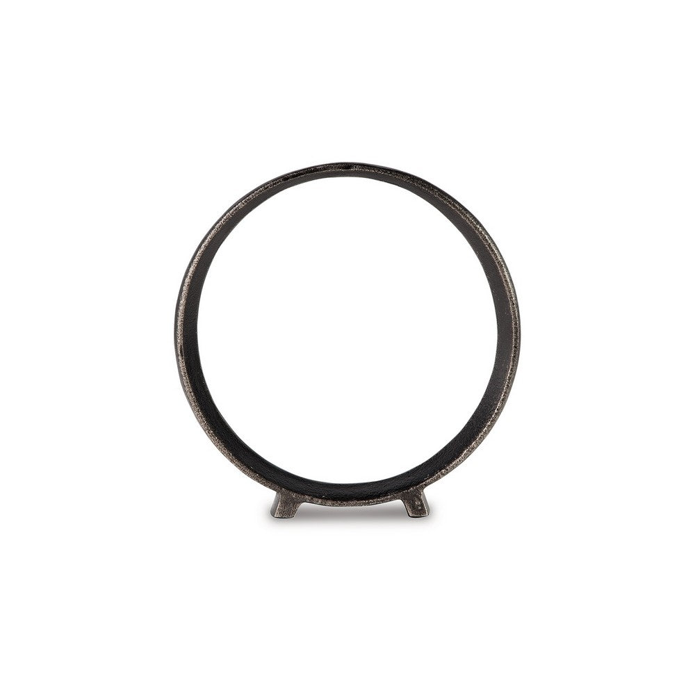 Dalie Sculpture, Round Metal Accent Tabletop Size, 12 Inch, Black -BM327754