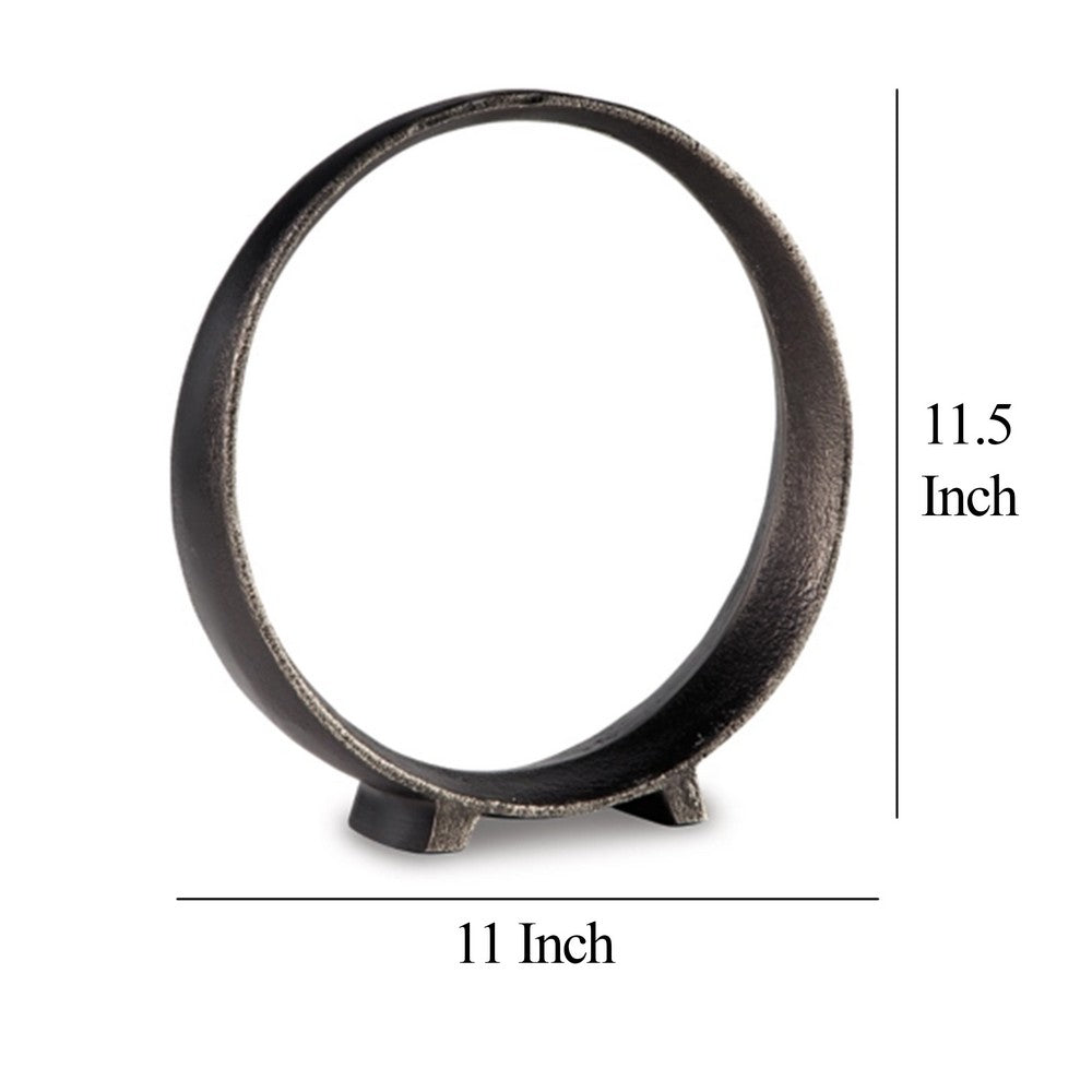 Dalie Sculpture, Round Metal Accent Tabletop Size, 12 Inch, Black -BM327754