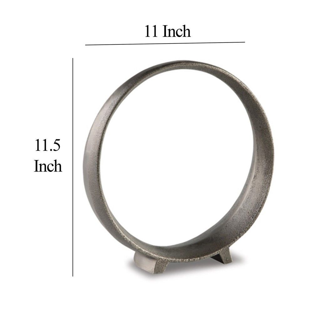 Dalie Sculpture, Round Metal Accent Tabletop Size, 12 Inch, Silver -BM327758