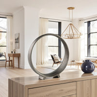 Dalie Sculpture, Round Metal Accent Tabletop Size, 12 Inch, Silver -BM327758