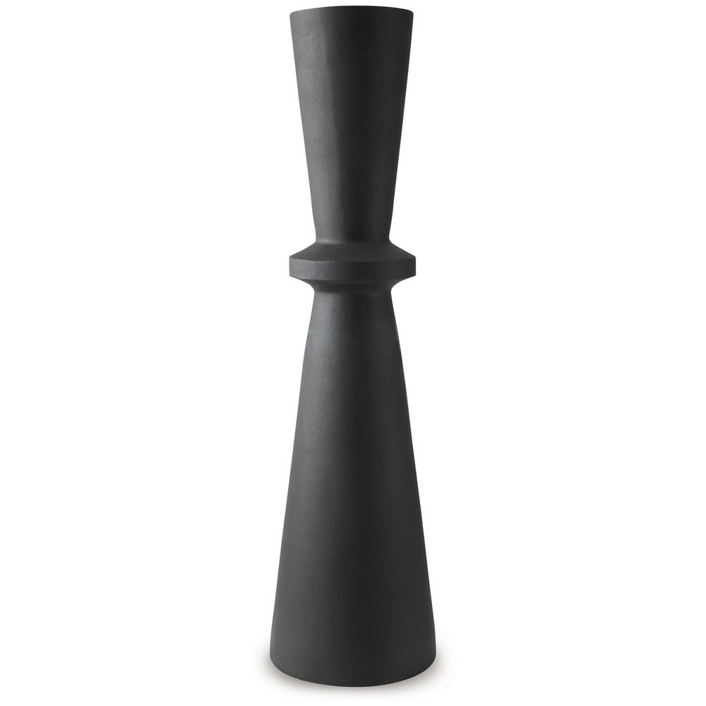 Loci Accent Vase, 40 Inch Hourglass Design, Textured Black Polyresin -BM327760