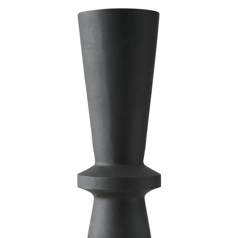 Loci Accent Vase, 40 Inch Hourglass Design, Textured Black Polyresin -BM327760