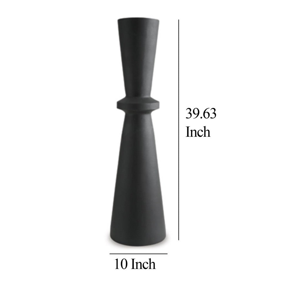 Loci Accent Vase, 40 Inch Hourglass Design, Textured Black Polyresin -BM327760