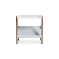 Arid Bookshelf Side Table, 29 Inch, Gallery Rail, Light Brown, White -BM327778