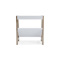 Arid Bookshelf Side Table, 29 Inch, Gallery Rail, Light Brown, White -BM327778