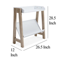 Arid Bookshelf Side Table, 29 Inch, Gallery Rail, Light Brown, White -BM327778