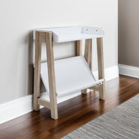 Arid Bookshelf Side Table, 29 Inch, Gallery Rail, Light Brown, White -BM327778