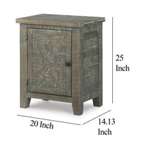 Accent Cabinet, Crossbuck Pattern, 20 Inch, Distressed Gray Solid Wood -BM327782
